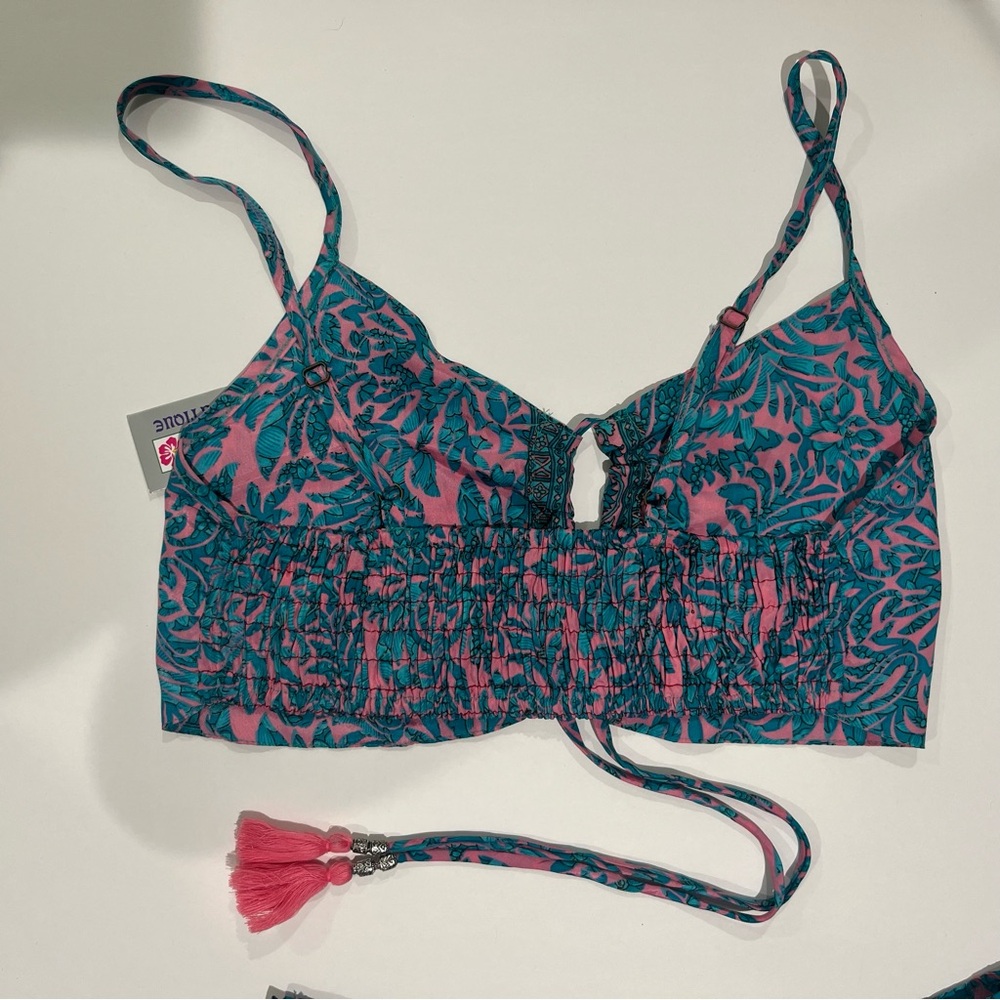 NWT India Boutique Pink and Blue Leaf Print Set - Picture 6 of 12